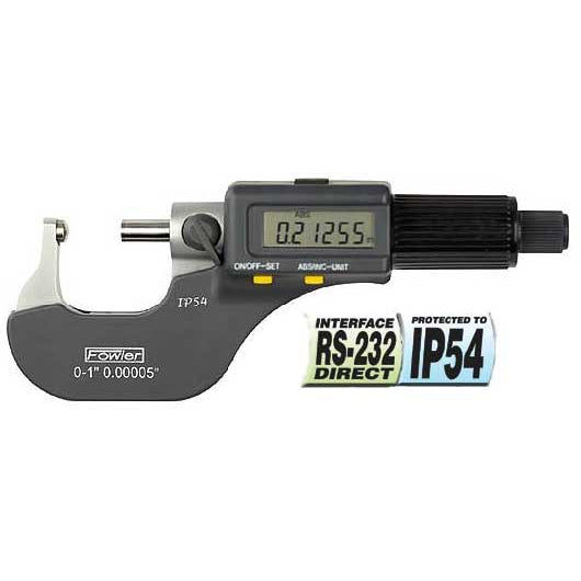 Fowler Electronic Micrometers - 1 - 2 Inch/50mm - Ball - Anvil - Friction