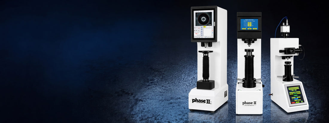 Digital, manual and Baby Brinell hardness testers from Phase II