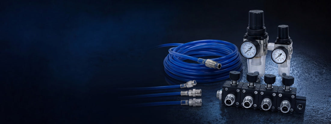 Air gaging regulators, hoses and manifolds
