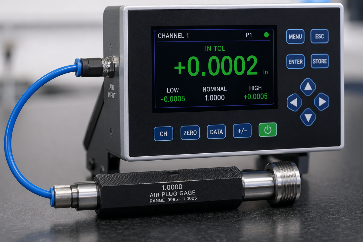 Air plug gaging system