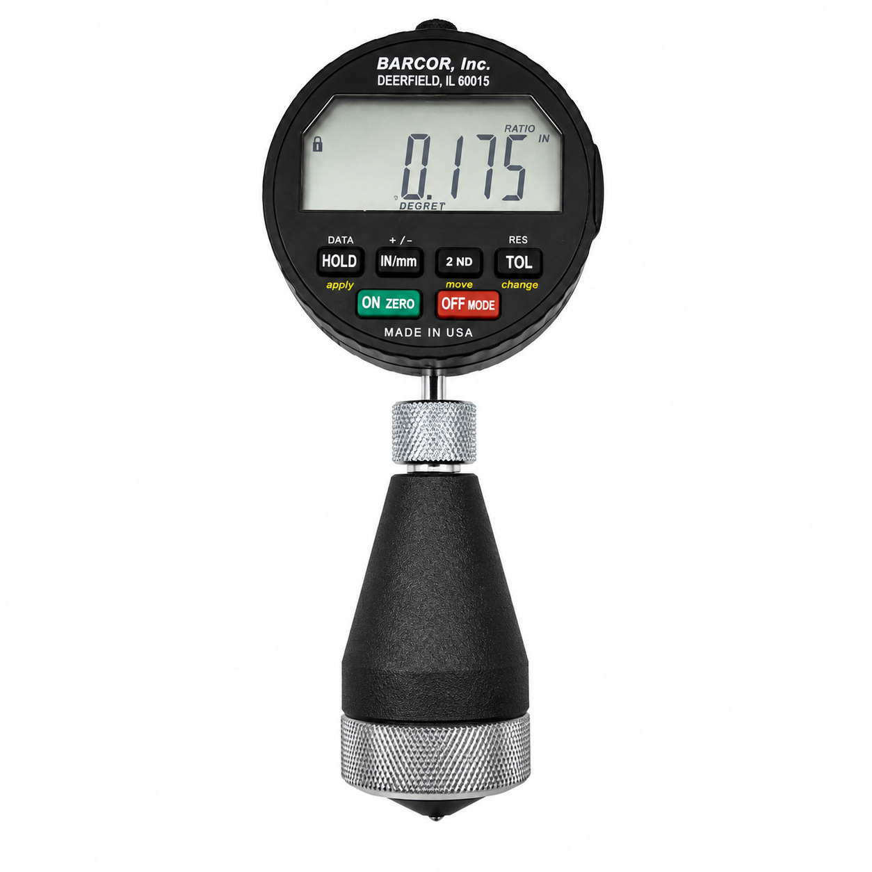 Barcor 1090-SPC electronic chamfer gage, 0 to 1 inch / 0 to 25 mm capacity, digital indicator reading to .0002 inch with SPC output