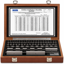 Fowler 81-piece Grade 0 rectangular steel gage block set, part number 53-670-080-0, individually serialized blocks in fitted wooden case