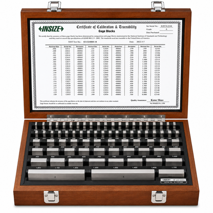 INSIZE 81-piece Grade 0 rectangular steel gage block set, part number 4102-81, in protective fitted case
