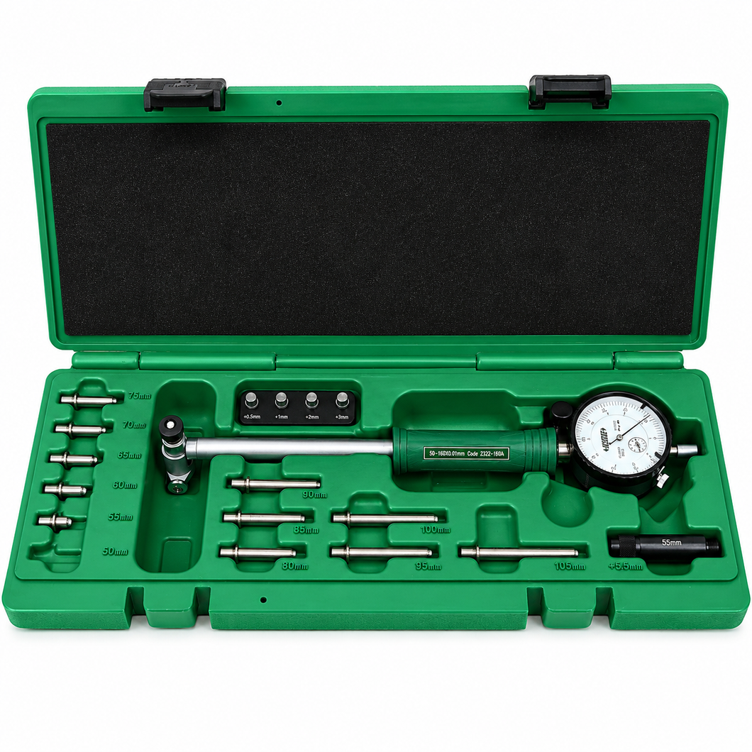 INSIZE dial bore gage, 50 to 160 mm range, part number 2322-160A, with replaceable dial indicator