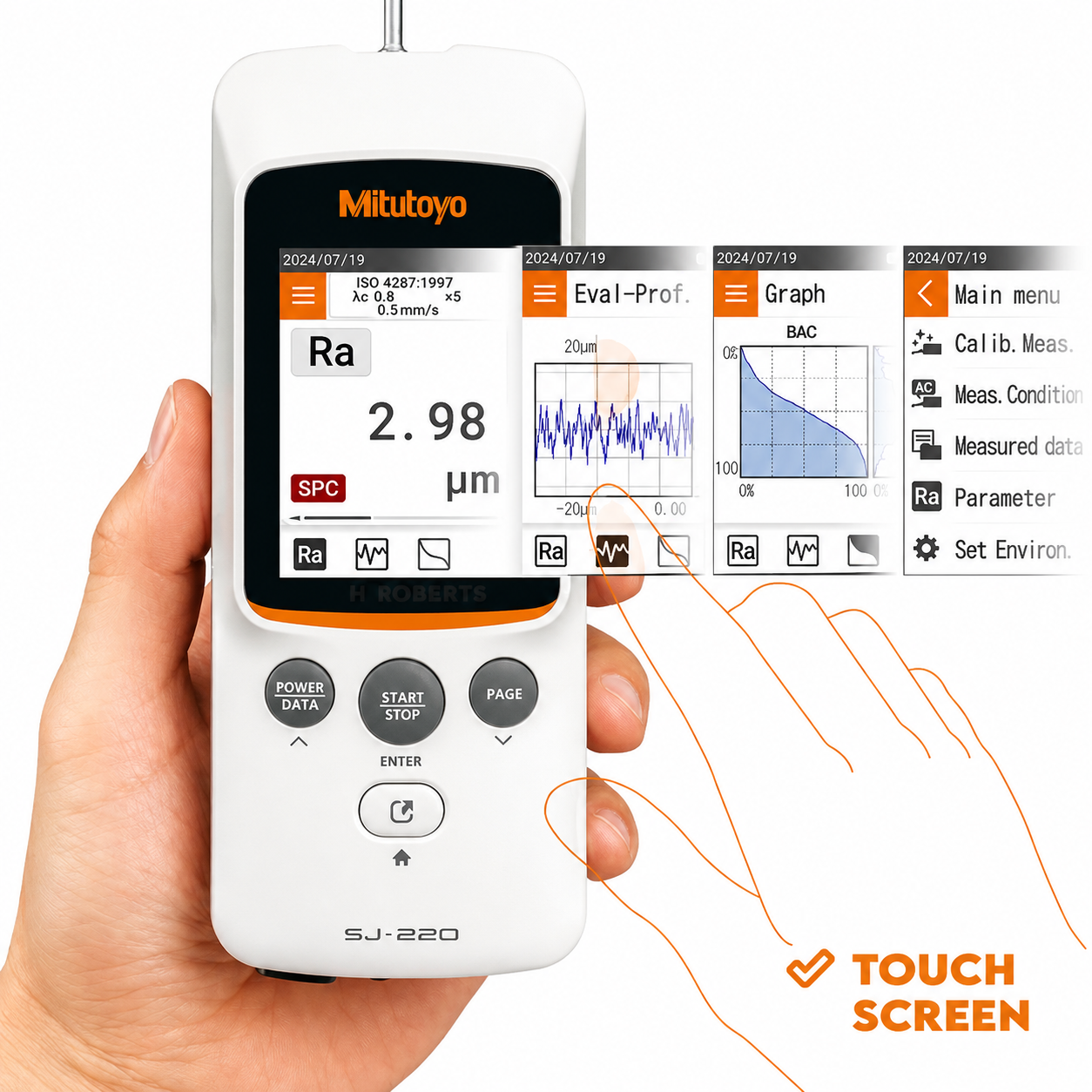 Mitutoyo Surftest SJ-220R retractable detector type shown from an alternate angle