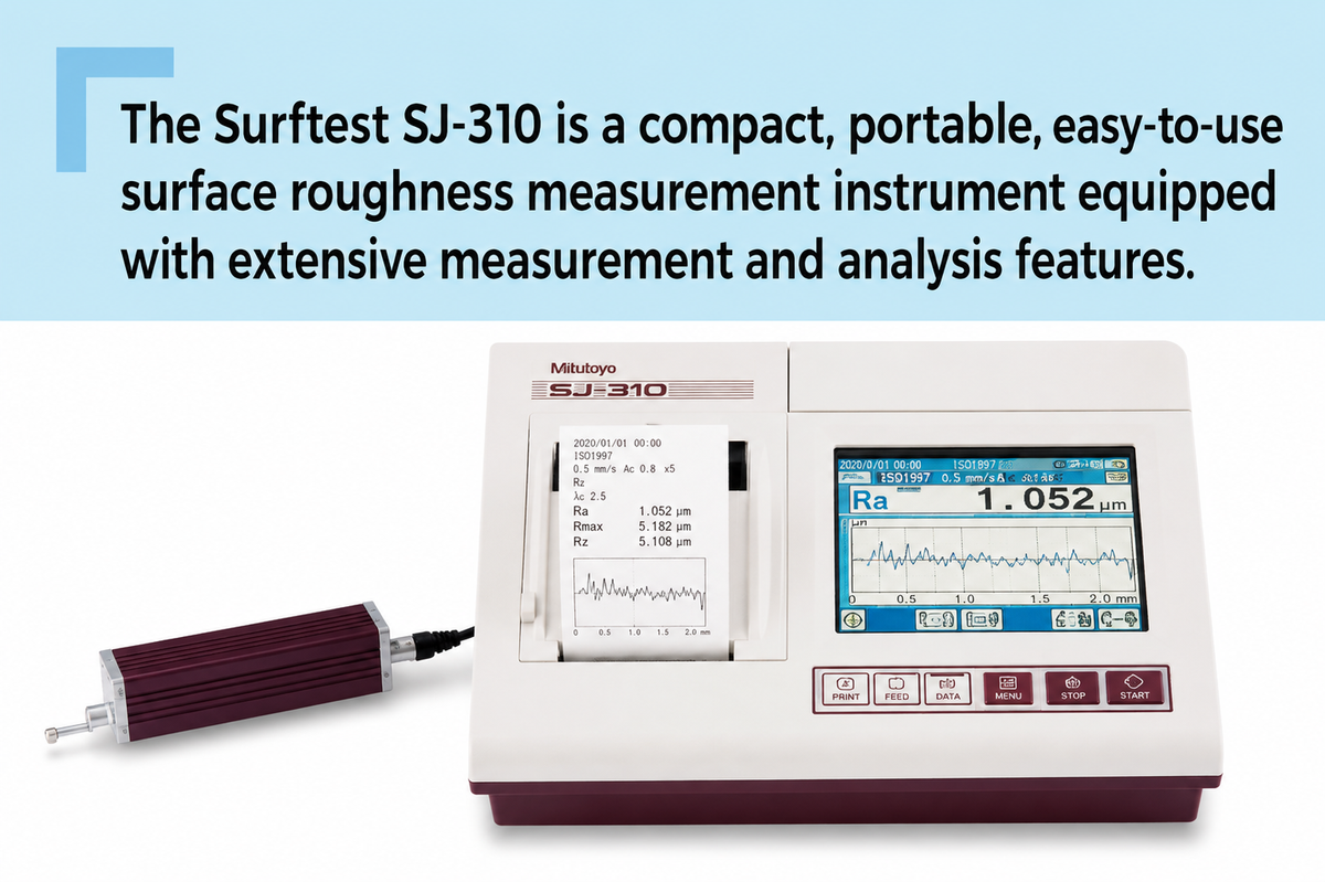 Mitutoyo Surftest SJ-310 detail of touchscreen and built-in thermal printer