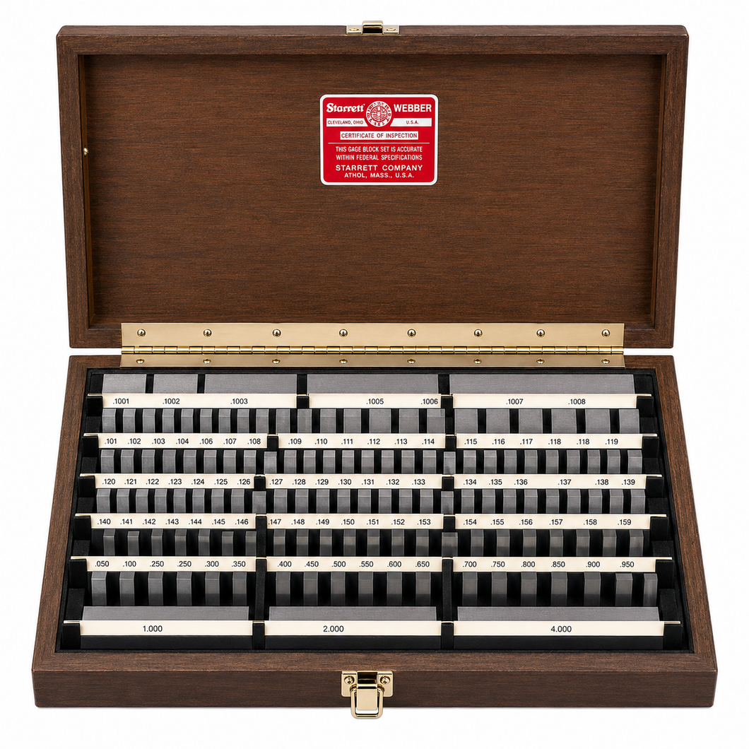 Starrett-Webber RS81.B 81-piece Grade B English rectangular steel gage block set