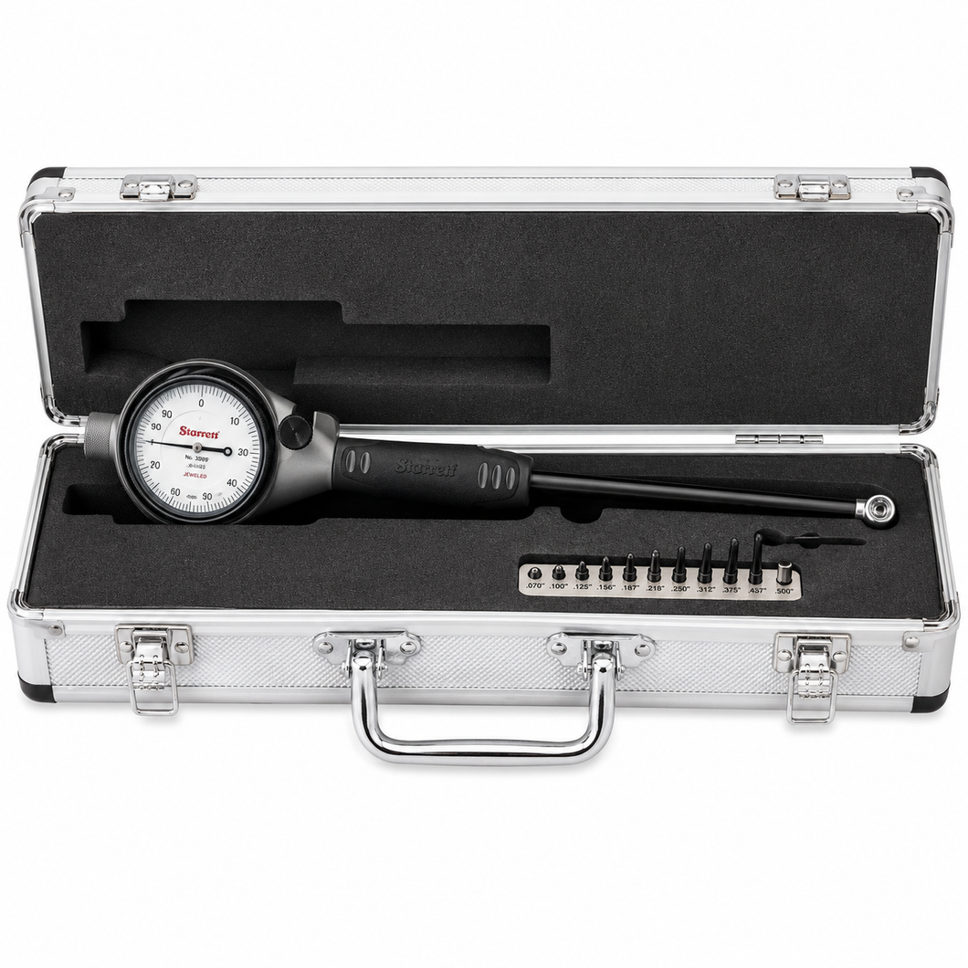 Starrett 3089 dial bore gage, .7 inch to 1.5 inch range, part number 3089Z-131-715J, with laser-marked anvils
