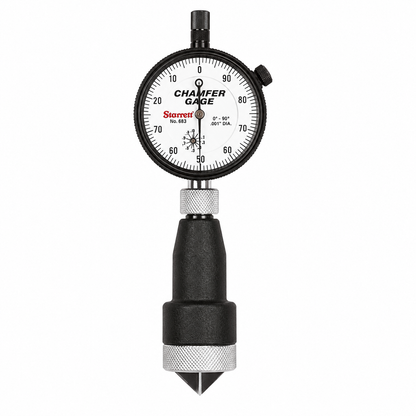 Starrett 683-3Z internal chamfer gage, alternate view showing the three-blade gaging plunger