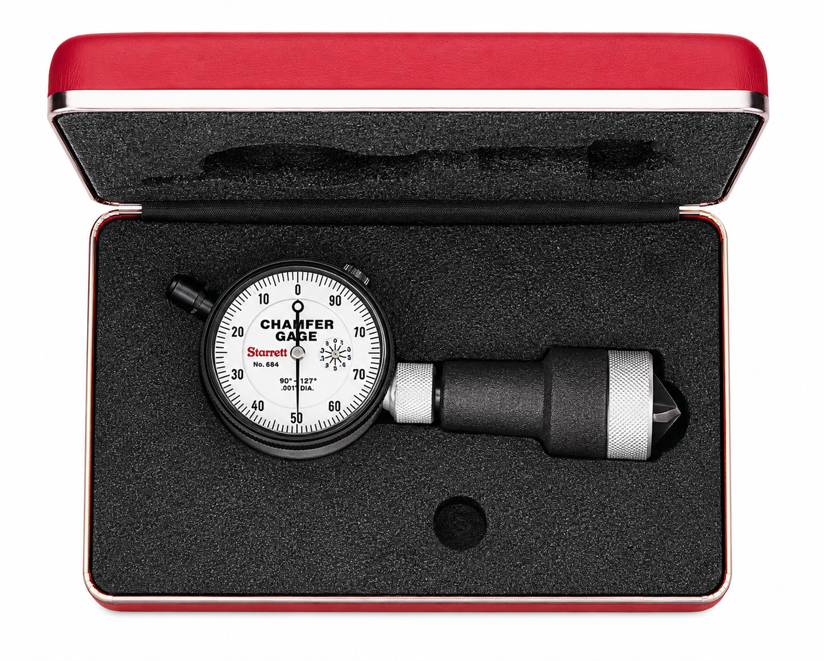 Starrett 684-3Z internal chamfer gage, alternate view showing the three-blade gaging plunger