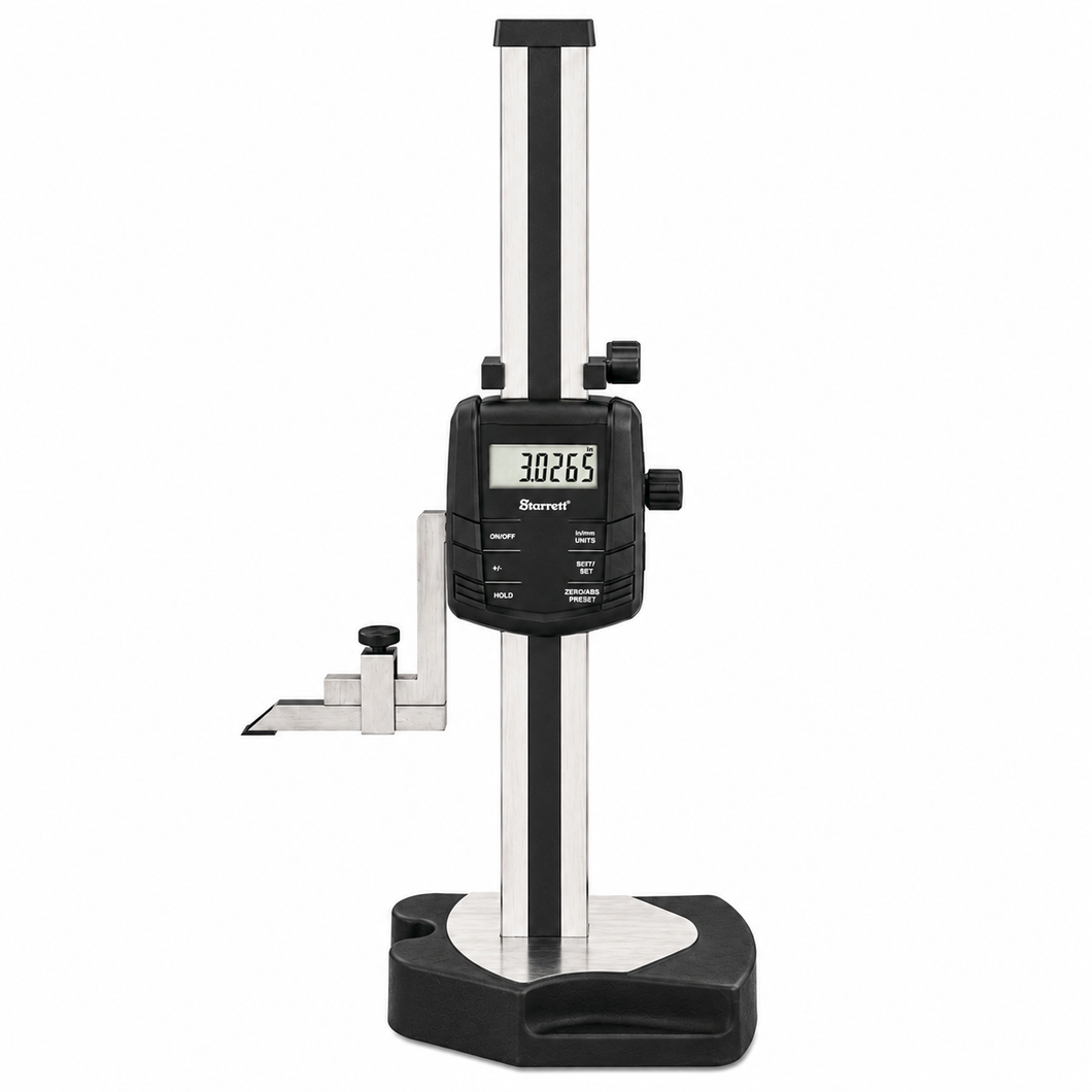 Starrett 3754 electronic height gage 12 inch, part number 3754-12/300, with hardened precision ground and lapped base