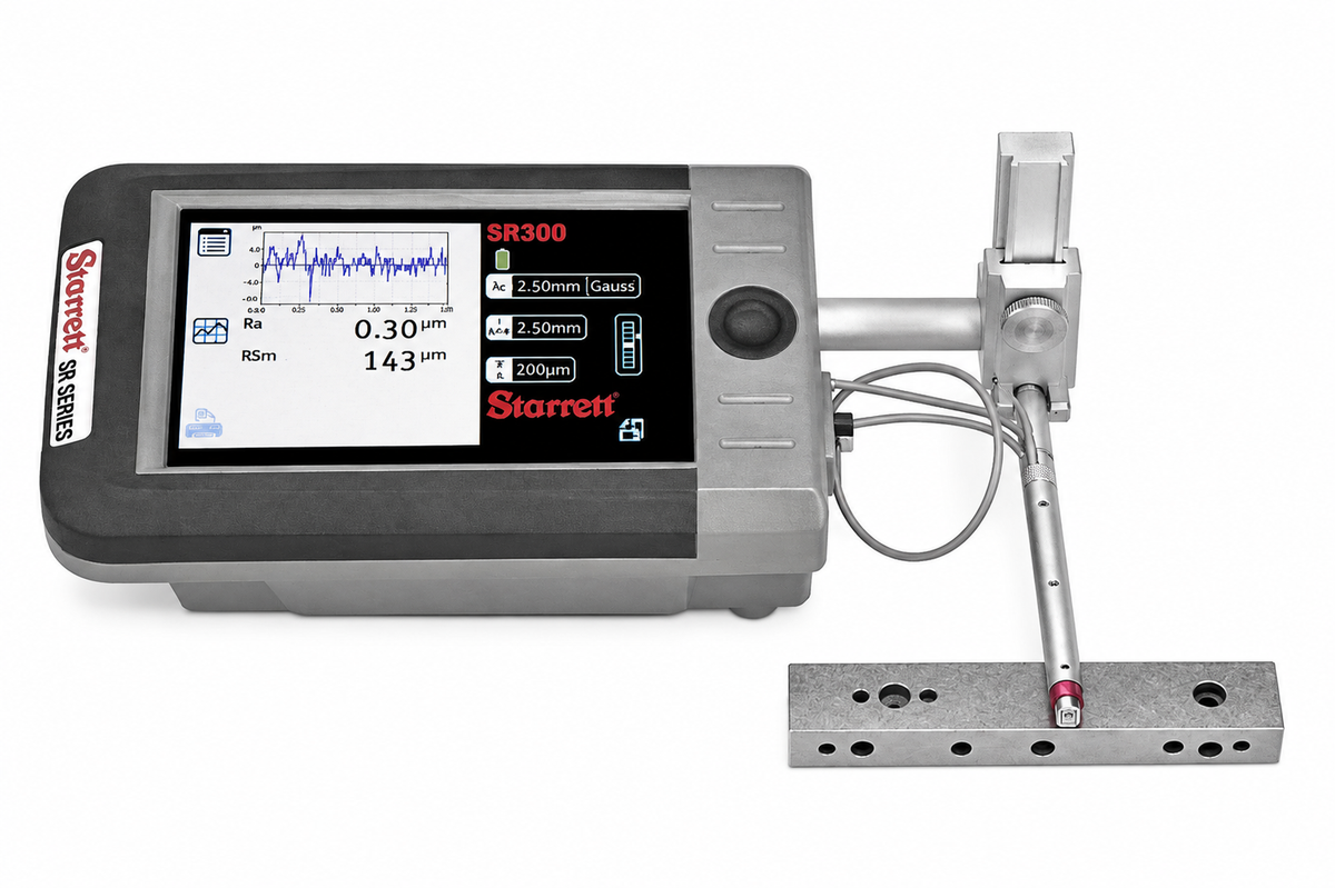 Starrett SR300 surface roughness tester with 17.5 mm traverse and 10 nm resolution