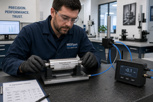 Verifying an air gage system with a master setting gage