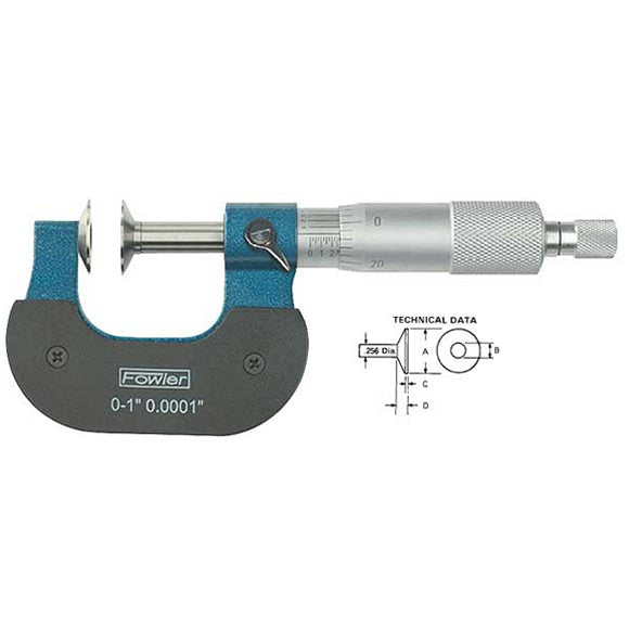 Fowler Standard Micrometers - 2 - 3 Inch - Inch - .001 Inch - Disc
