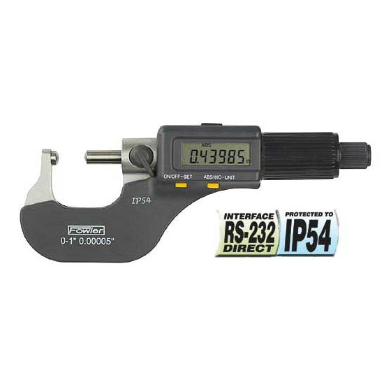 Fowler Electronic Micrometers - 0 - 1 Inch/25mm - Ball - Anvil - Friction